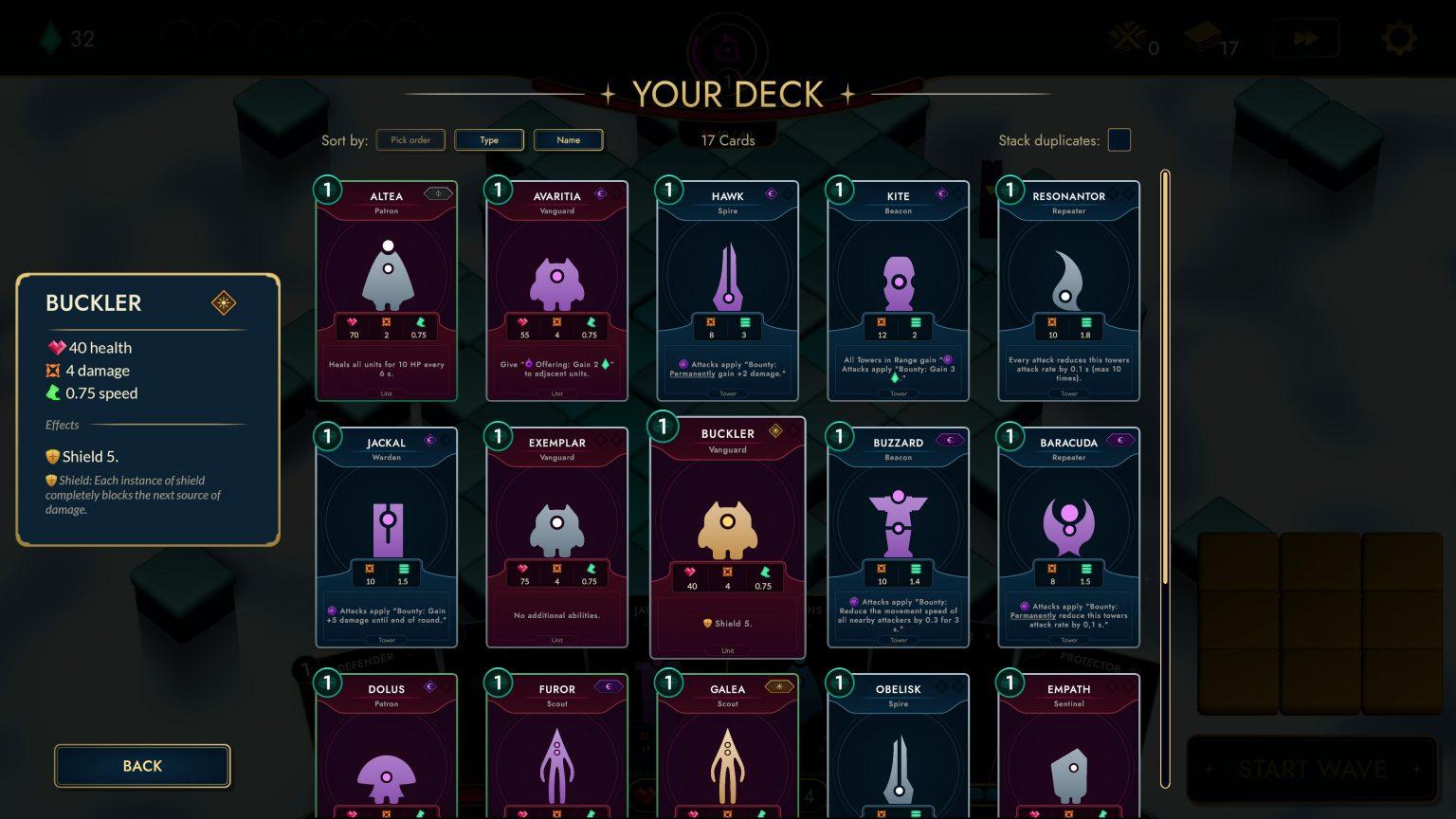 Deck Overview Arbiters Dream Tower Defense Deckbuilder Roguelike