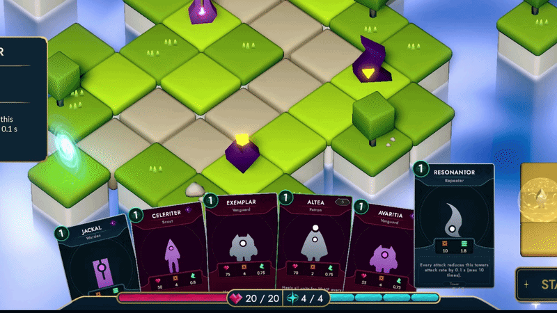 Unit Grid Placement Arbiters Dream Tower Defense Deckbuilder Roguelike